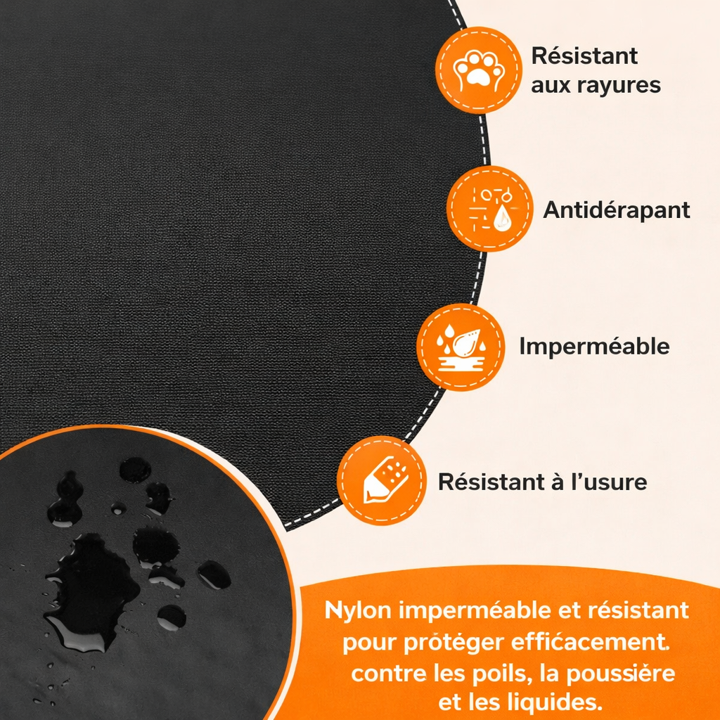 Tapis de coffre voiture en nylon imperméable, antidérapant et résistant aux rayures, protégeant contre les poils, la poussière et les liquides.