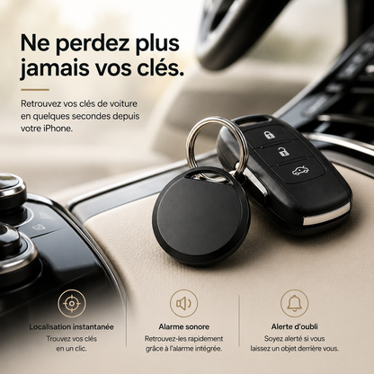 Balise Smart Tag permettant de retrouver rapidement des clés de voiture grâce à une localisation et une alarme sonore.