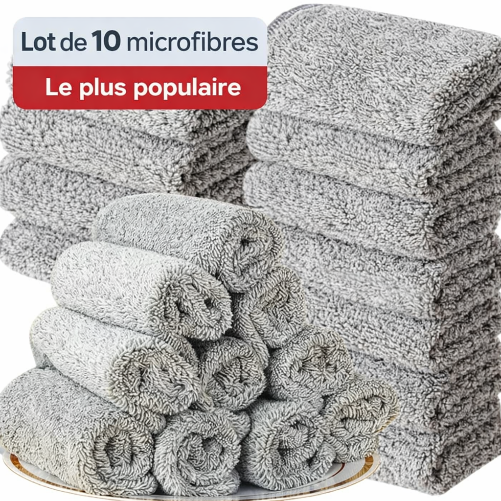 Lot de 10 microfibres voiture, chiffon sans traces ultra absorbant pour nettoyage intérieur et extérieur