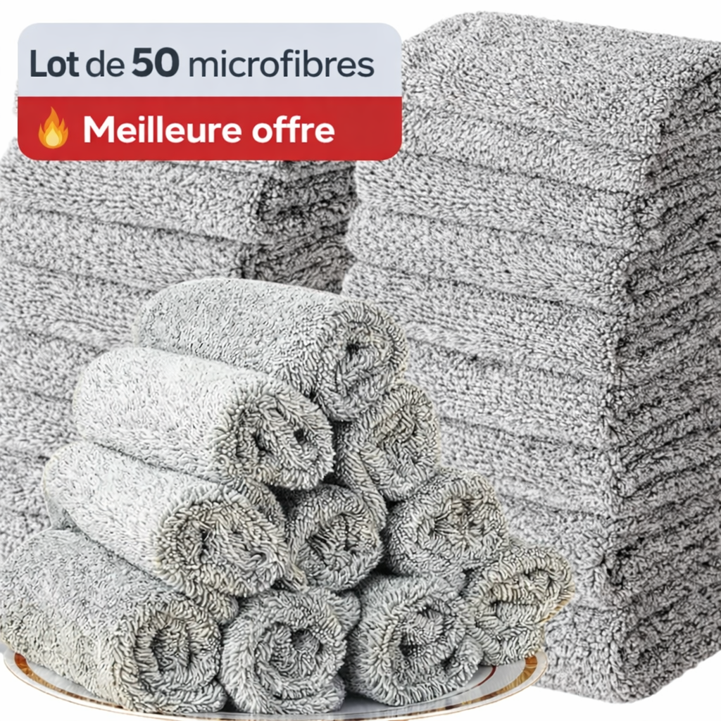 Lot de 50 microfibres voiture, chiffon sans traces ultra absorbant pour nettoyage intérieur et extérieur