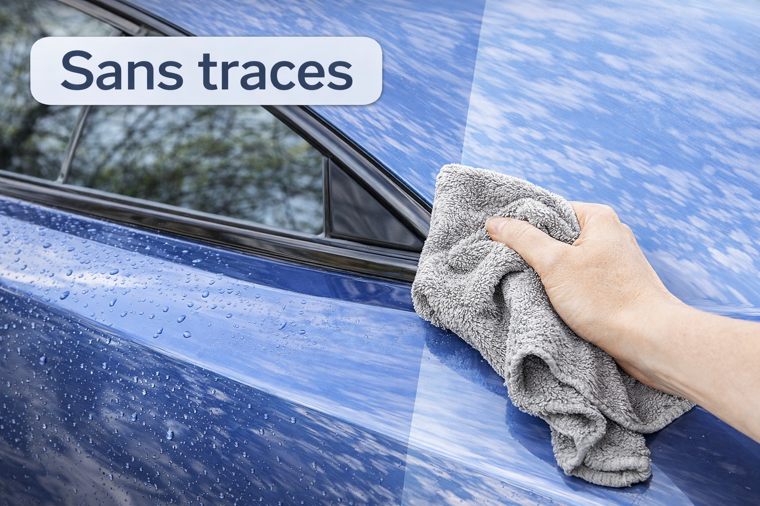 Nettoyage carrosserie voiture avec microfibre sans traces, résultat brillant et finition impeccable