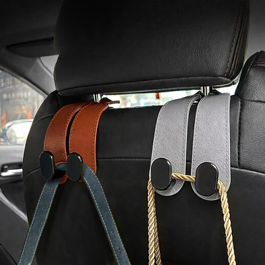 Crochet appuie-tête voiture multifonction en cuir synthétique, accessoire de rangement pour suspendre sacs à l’arrière du siège