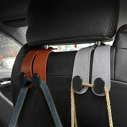 Crochet appuie-tête voiture multifonction en cuir synthétique, accessoire de rangement pour suspendre sacs à l’arrière du siège