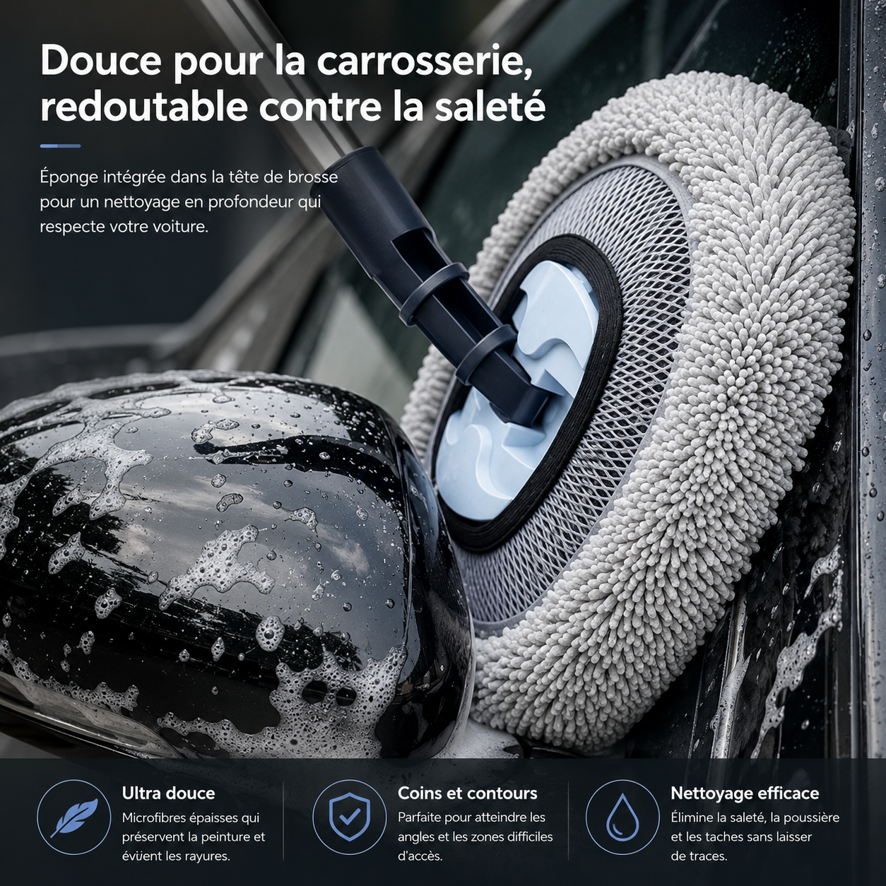 Balai de Lavage Télescopique Microfibre 180°