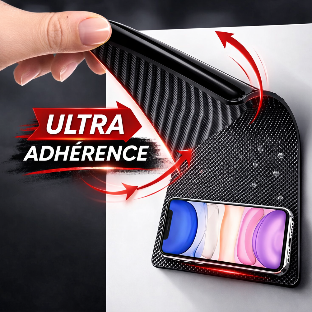 Tapis antidérapant voiture ultra adhérence, maintien sécurisé du smartphone sur tableau de bord