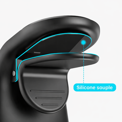 support téléphone voiture avec pince en silicone souple antidérapante