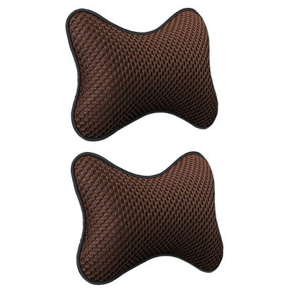 Coussin repose-tête ergonomique pour voiture, lot de 2, couleur marron.