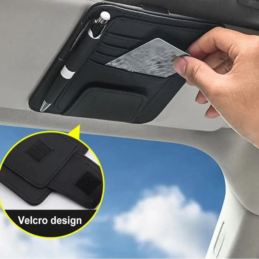 Organisateur de pare-soleil pour voiture avec Velcro pour lunettes