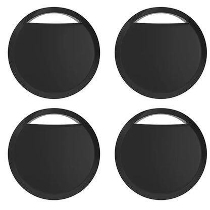Lot de 4 Smart Tags Bluetooth noirs compatibles iPhone pour localiser facilement vos clés, sacs, bagages et objets du quotidien.