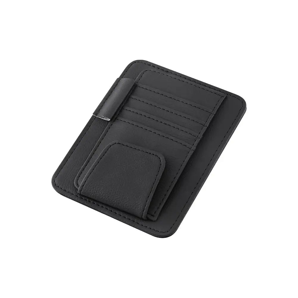 Organisateur de pare-soleil pour voiture noir avec rangement cartes et support lunettes