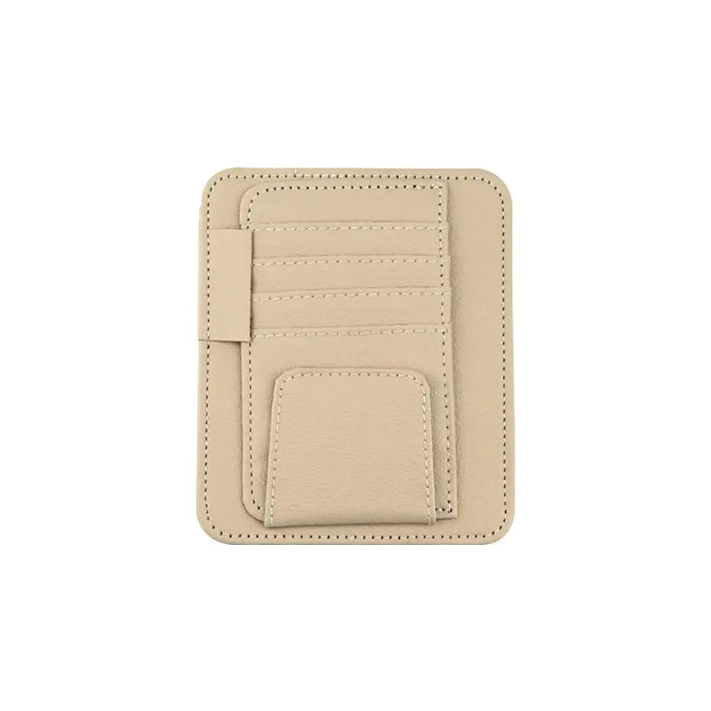 Organisateur de pare-soleil pour voiture crème  avec rangement pour cartes et lunettes