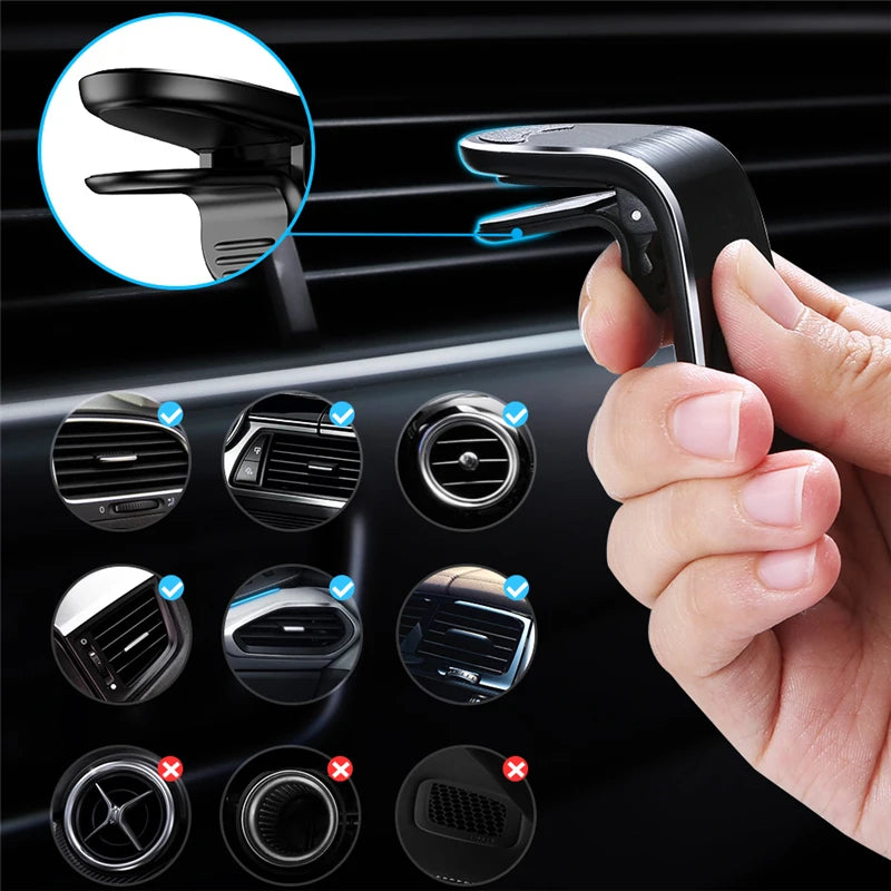 support téléphone magnétique compatible avec grilles d’aération voiture
