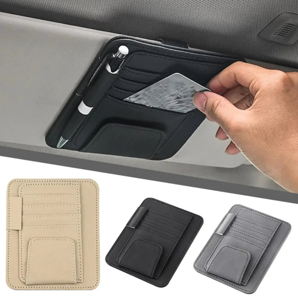 Organisateur de pare-soleil pour voiture avec rangement pour cartes et lunettes