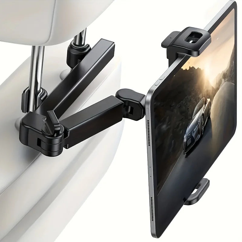 support tablette fixé derrière un siège de voiture avec une tablette