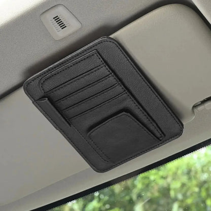 Organisateur de pare-soleil pour voiture noir avec rangement pour cartes et lunettes