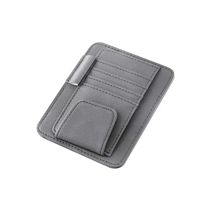 Organisateur de pare-soleil pour voiture gris avec rangement pour cartes et lunettes
