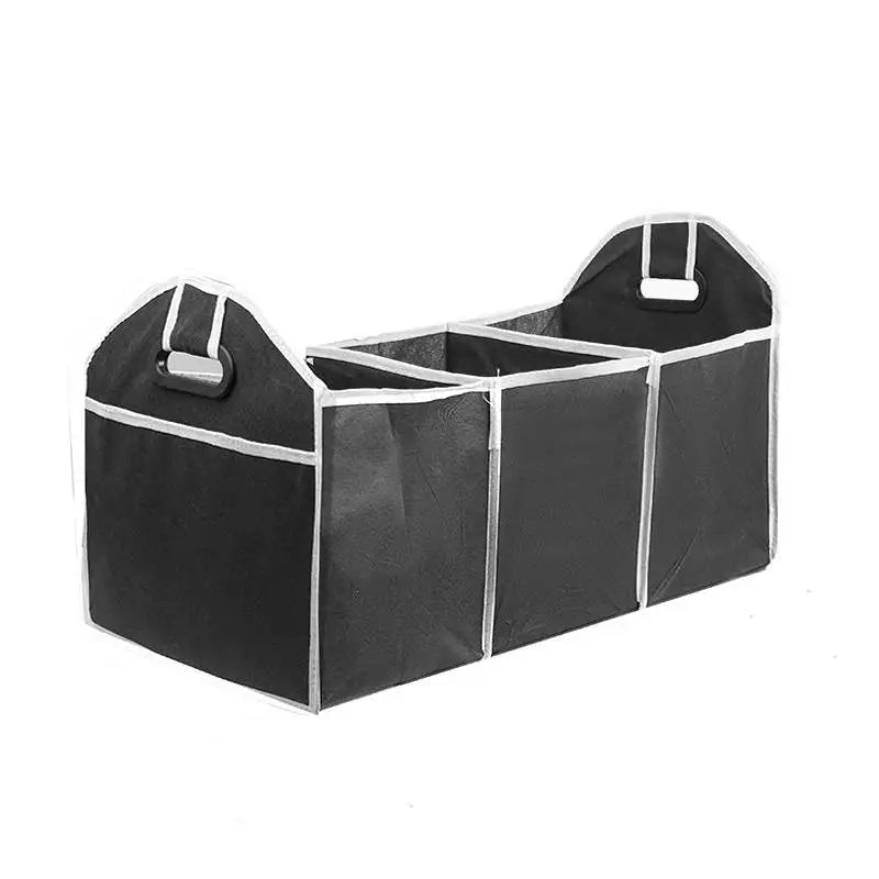 Organisateur de coffre de voiture pliable noir avec compartiments de rangement