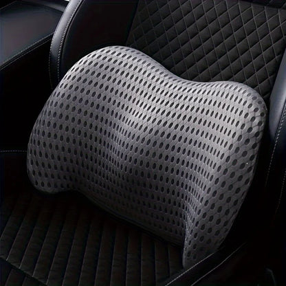 Coussin lombaire ergonomique 3D gris en mousse à mémoire de forme sur siège de voiture