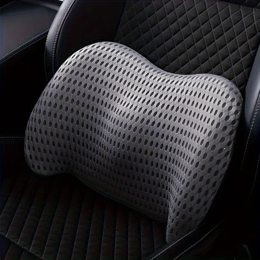 Coussin lombaire ergonomique 3D gris en mousse à mémoire de forme sur siège de voiture