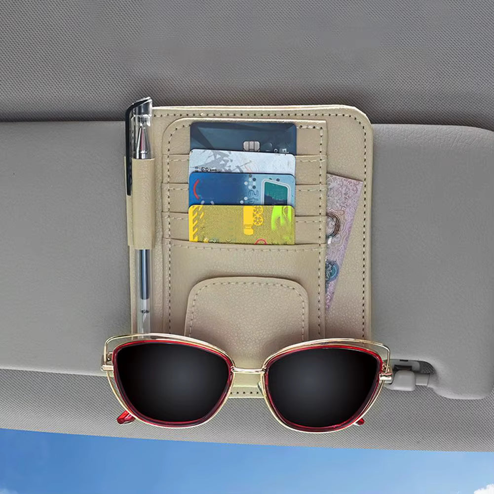 Organisateur de pare-soleil pour voiture avec rangement cartes et support lunettes