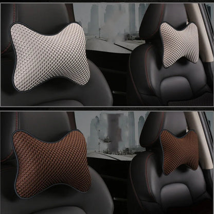 Coussin repose-tête ergonomique pour voiture, lot de 2, couleur gris et marron.